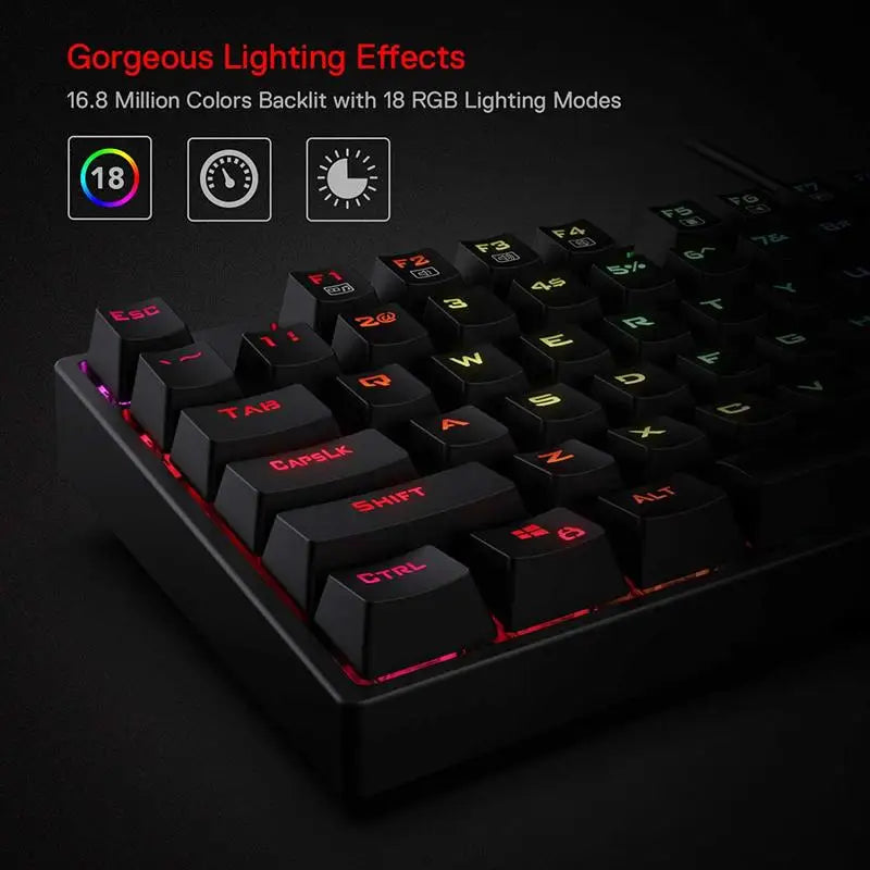 Redragon K582 SURARA RGB LED Backlit Mechanical Gaming Keyboard with 104 Keys-Linear and Quiet-Red Switches - Desktop