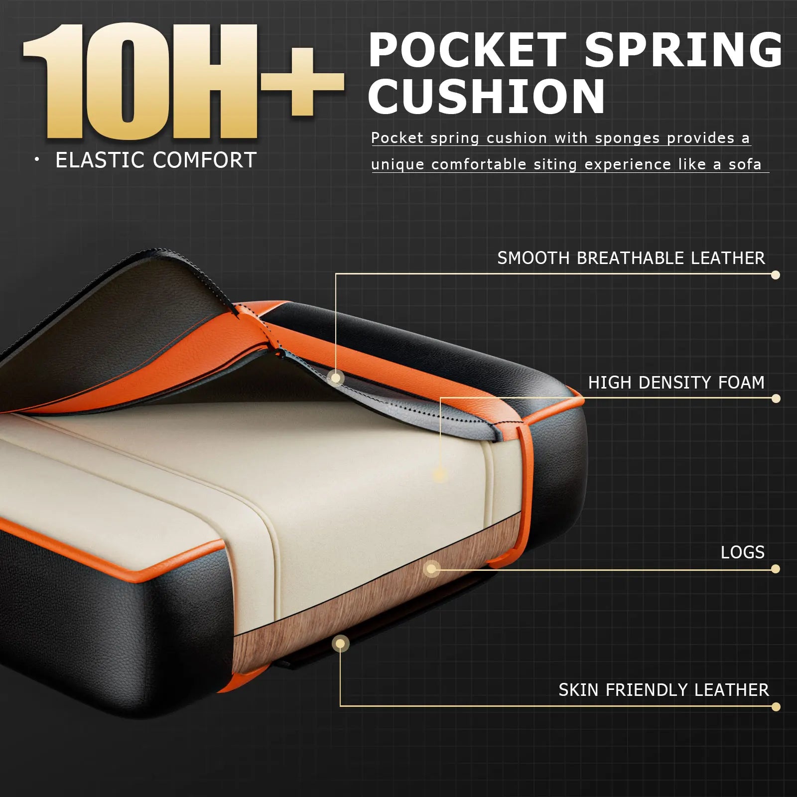 Gaming Chair Ergonomic Video Game Chair for Adults Comfortable Computer Chair with Footrest and Lumbar Support - Orange