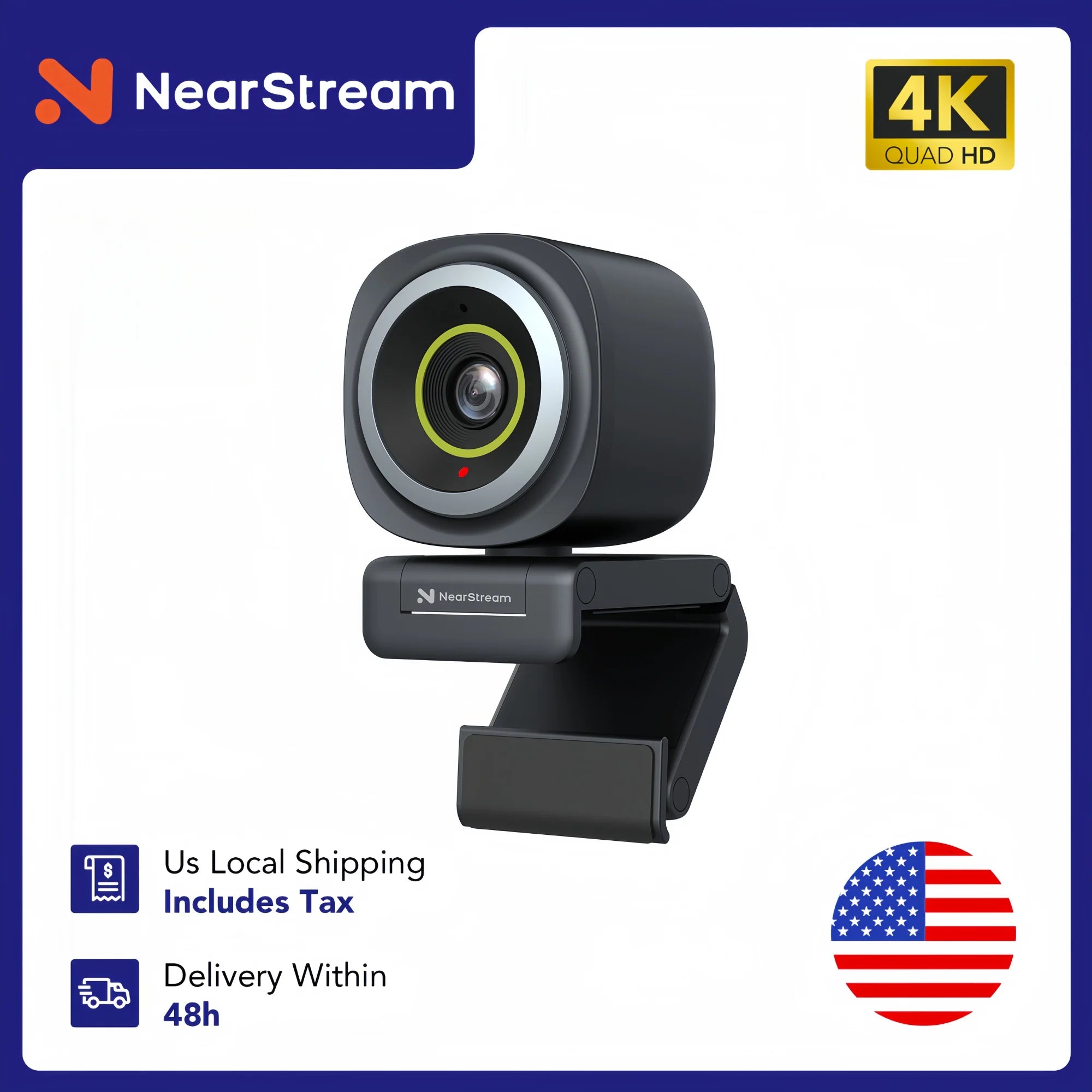 nearstream-4k-webcam-hdr-1080p-60fps-noise-canceling-mic-45-95-adjustable-fov-auto-focus-ai-framing-for-pc-us-local-shipping