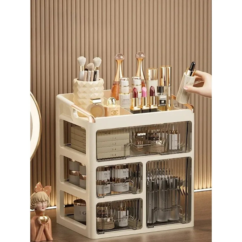 3-layer Minimalist High-end Cosmetics Storage Box Desktop Style Skincare Drawer Style Storage Cabinet Washbasin Storage