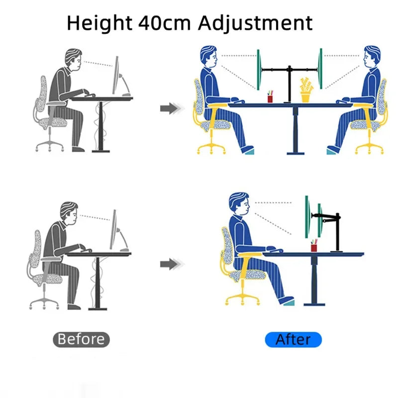 Dual Monitor Stand Holds Screen up to 27inch Universal Freestanding Monitor Stand Adjustable Height Tilt Swivel