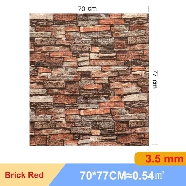 5/10pcs Foam 3D Wall Decor Sticker Waterproof Self-adhesive Brick Wallpaper DIY Living Room Wall Sticker Background