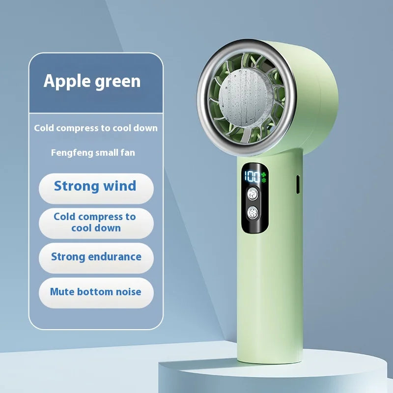 Summer Portable Ice Compress Handheld Turbo Fan 3 Wind Speeds Adjustable Mini Personal Fan Battery Operated Electric
