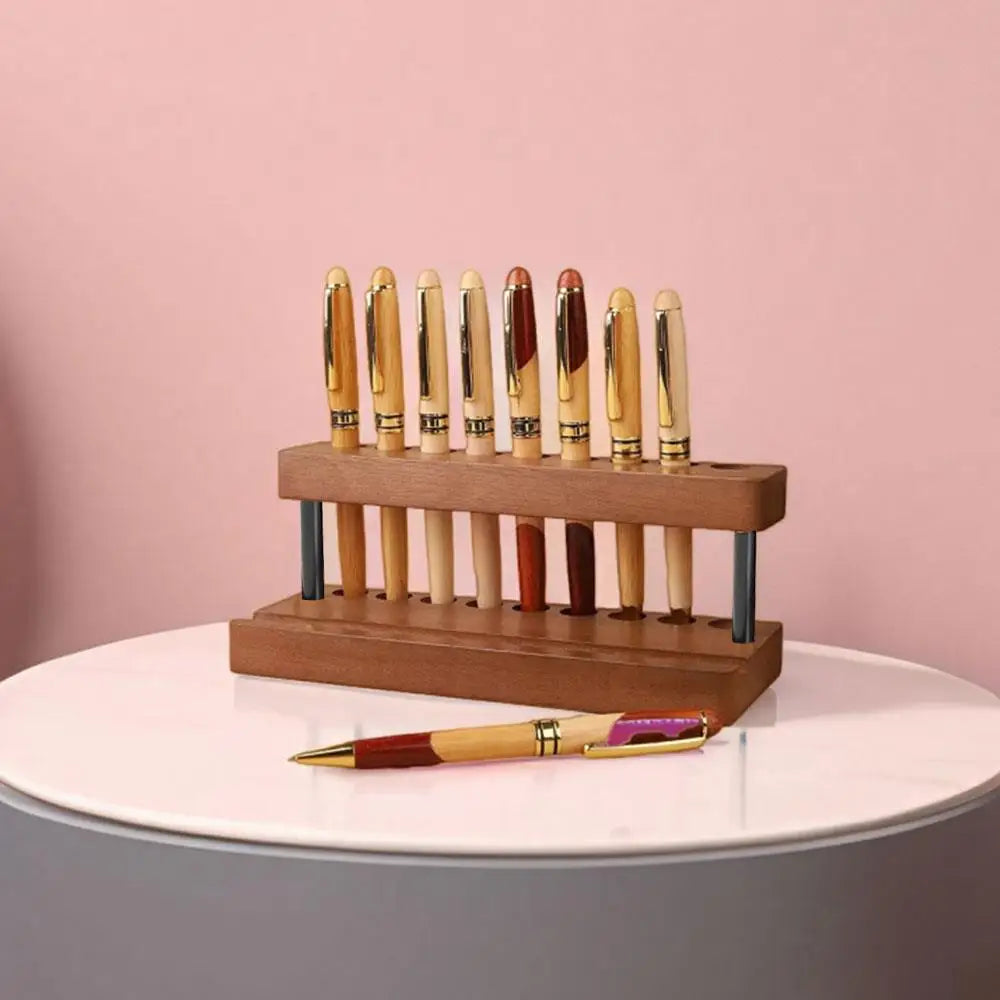 1PC Walnut Wood Pen Holder Desk Organizer Phone Stand Storage Retro Wooden Pen Holder Desk Stationery Pen Storage Phone
