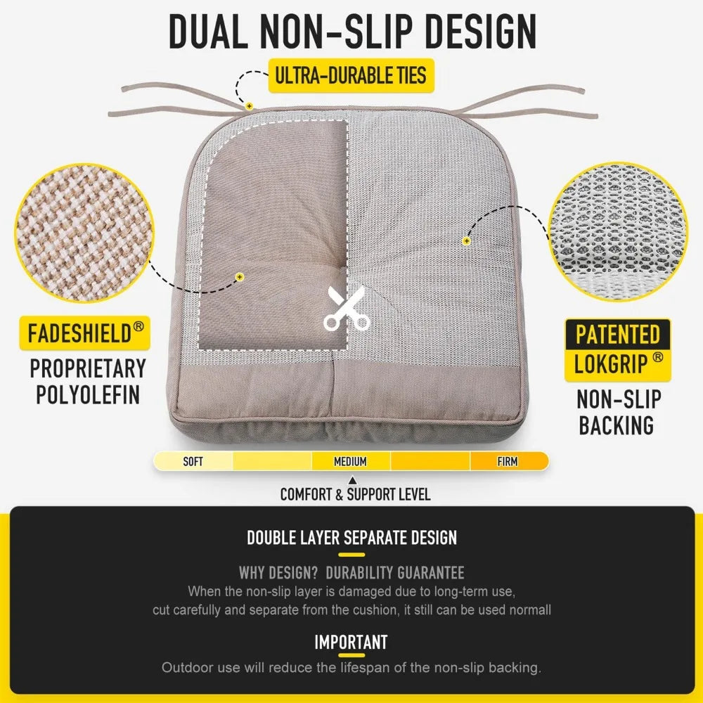 Memory Foam Jumbo Rocking Chair Cushions FadeShield Water Resistant Non Slip Durable Tufted Pads Set of Seat & Back