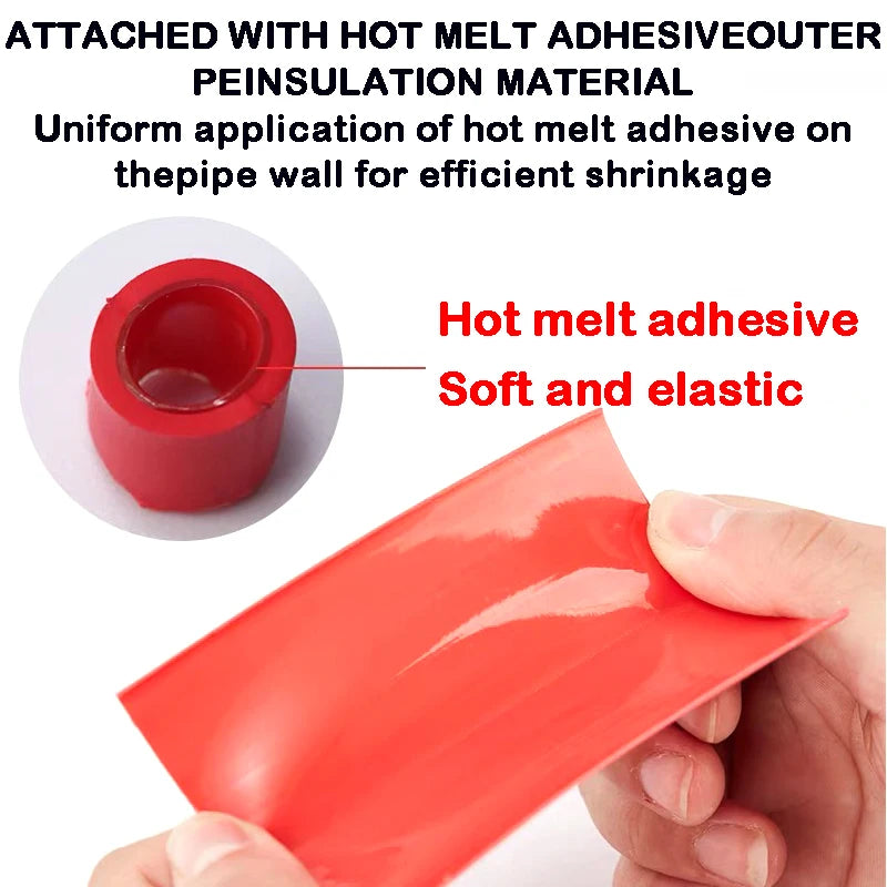 10/50/100M 200Meter 3:1 Heat Shrink Tube Black with Glue Polyolefin Shrinking Assorted Ratio Adhesive Wire Cable