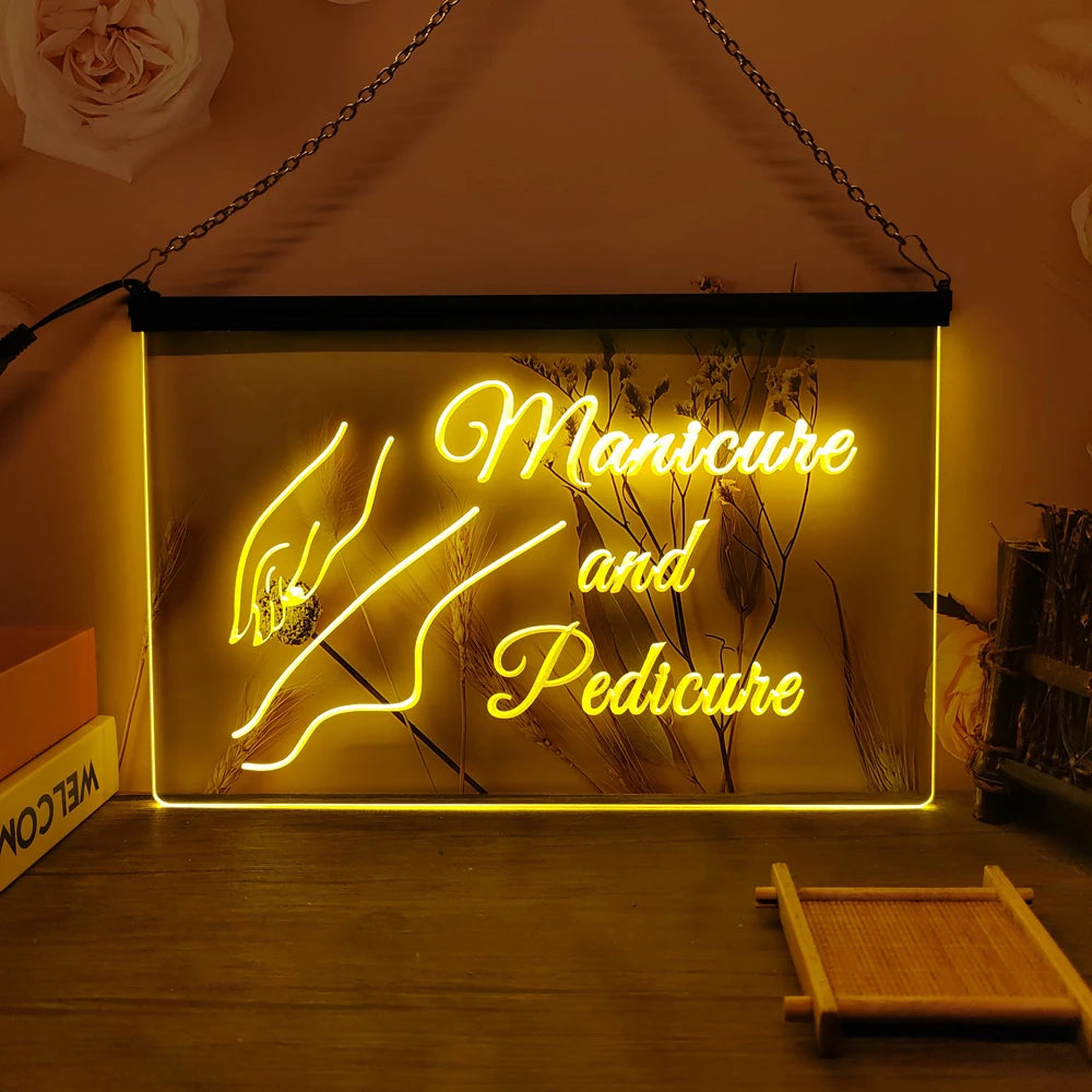 Manicure and Pedicure Art Decor For Salon Girls Room-LED Neon Sign-3D Carving Wall Art