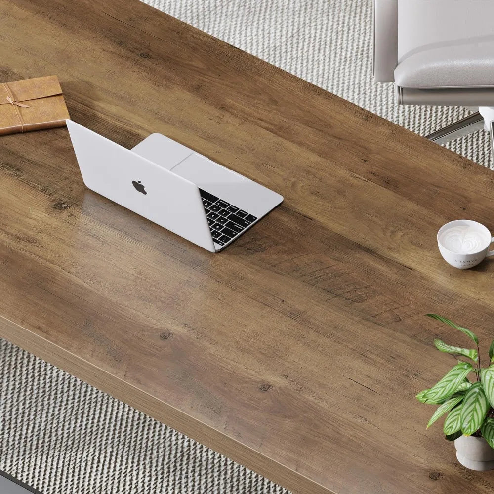 Rural computer desk modern metal home office desk bedroom farmhouse work study desk minimalist wooden laptop - Rustic