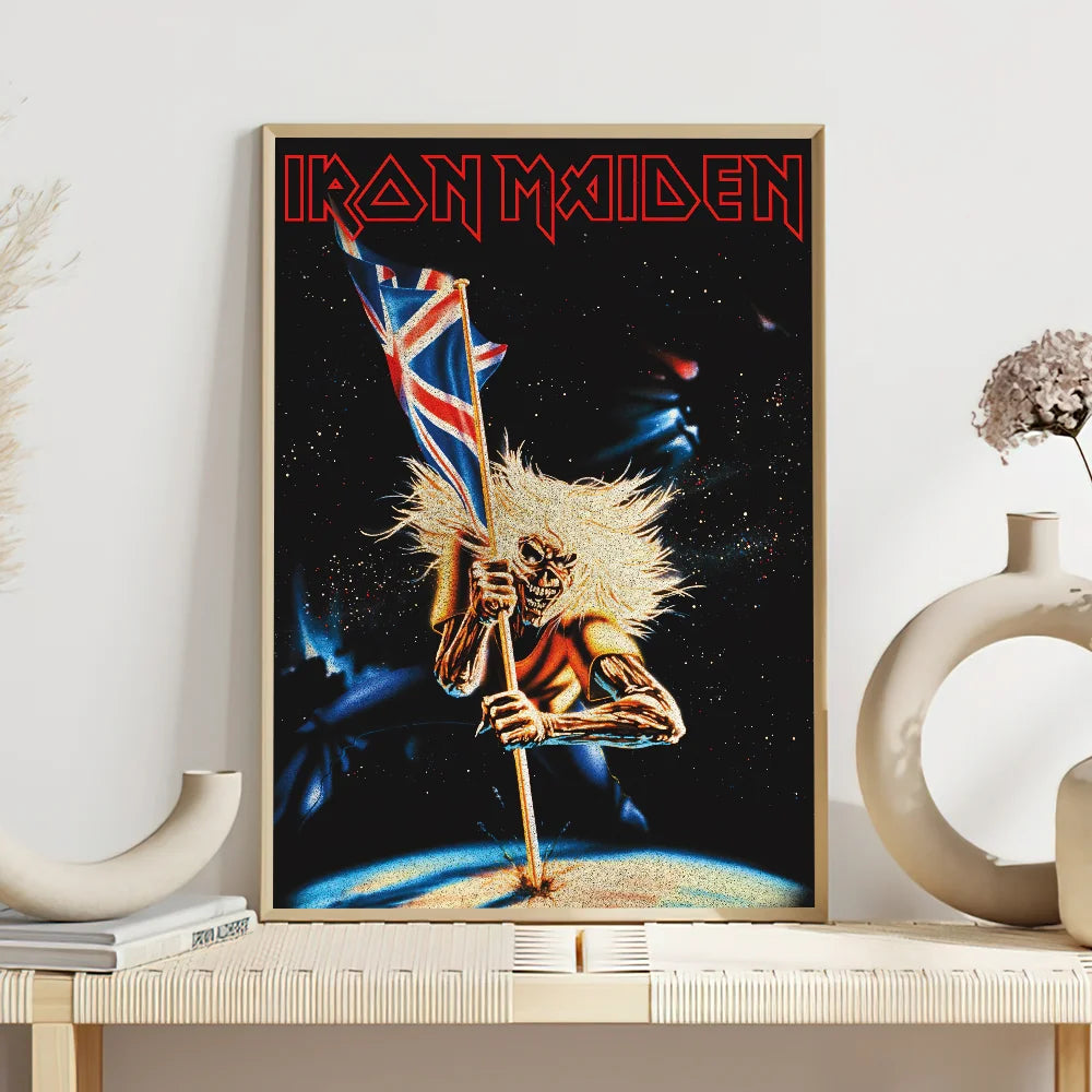 Band I-Iron M-Maiden Poster Self Adhesive Painting Living Room Office Decoration Bedroom Home Wall Sticker Prints - z5