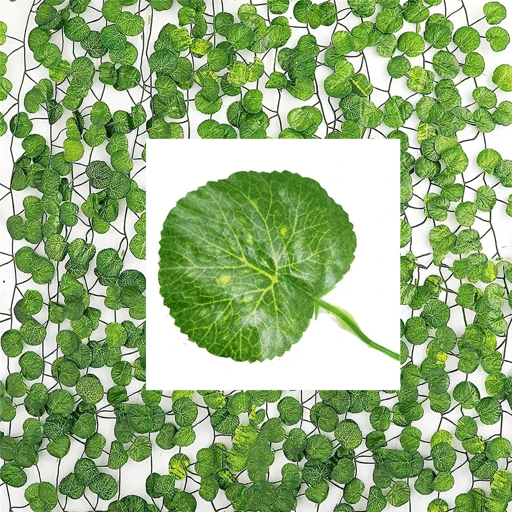100/2M Artificial Green Ivy Vine Garland Fake Leaf Plants Rattan Hanging Creeper Garlands for Garden Wedding Party Wall