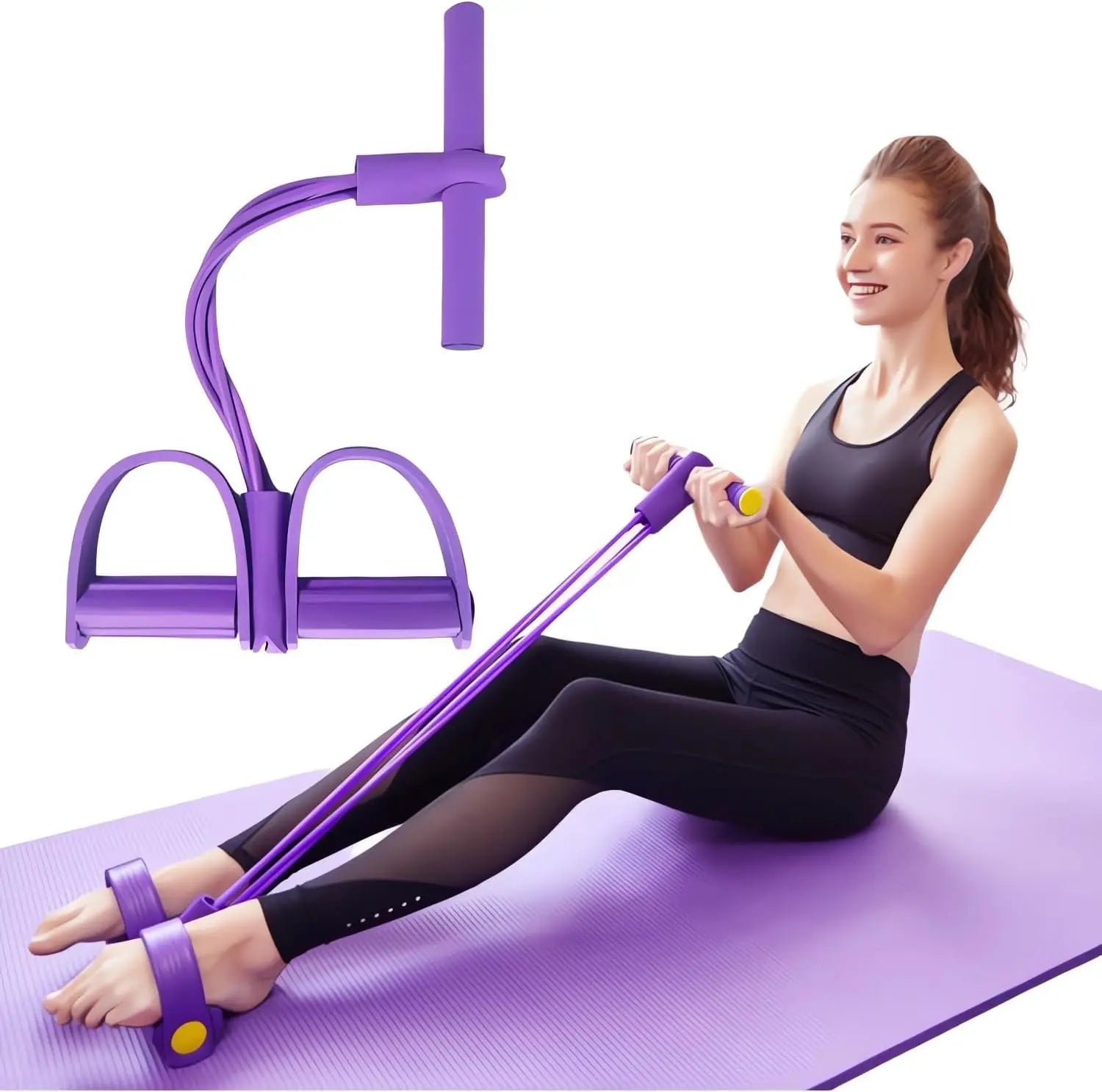 Fitness Resistance Bands-4 Tube Pedal Ankle Puller Upgrade Stretch Bands for Exercise Sit Up Exercise Equipment