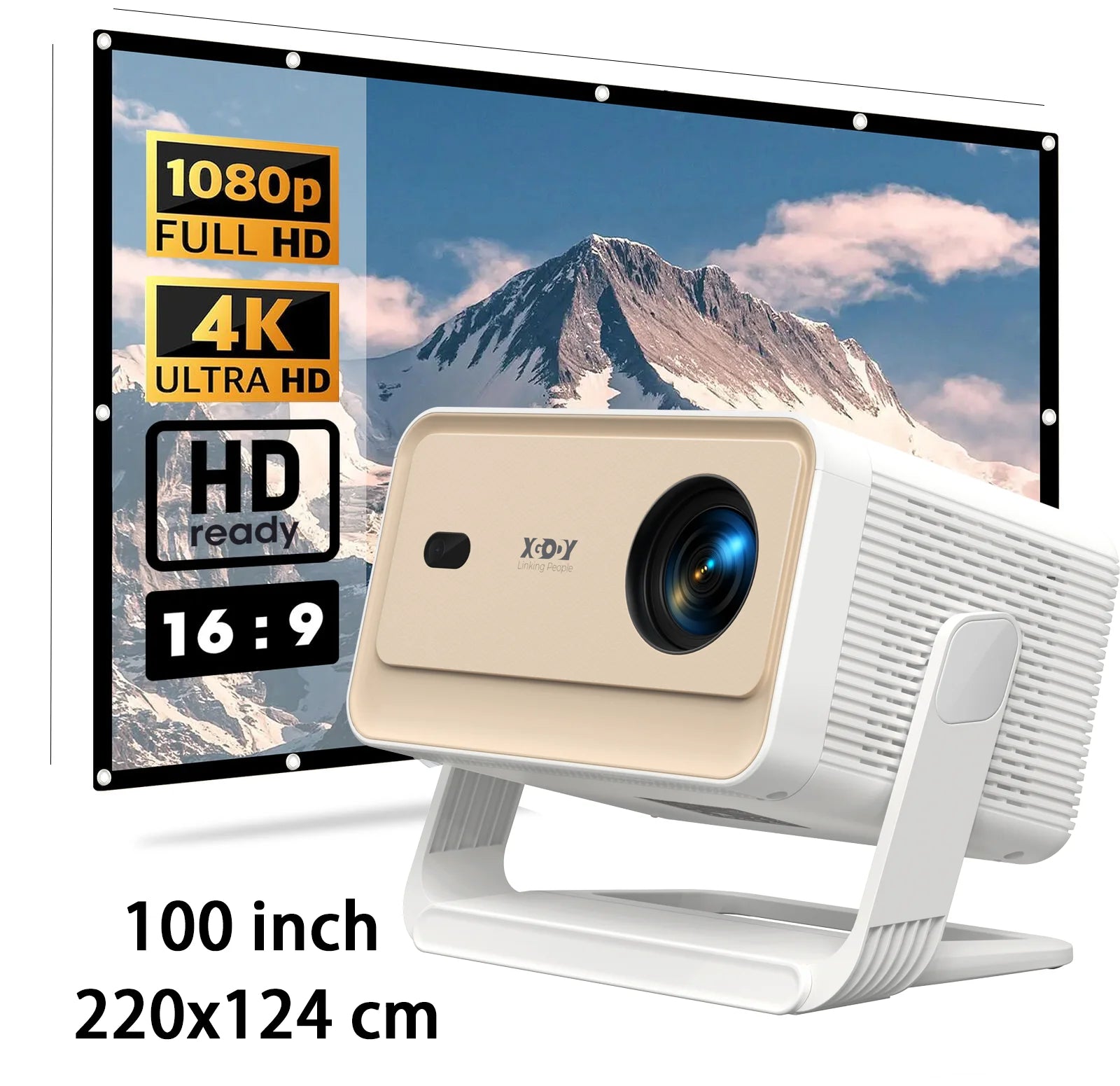 XGODY N6 PRO 4K 32 GB HD Projector 700ANSI Dual WiFi6 BT5.0 Portable Cinema Native 1080P for Outdoor Movie Home Theater