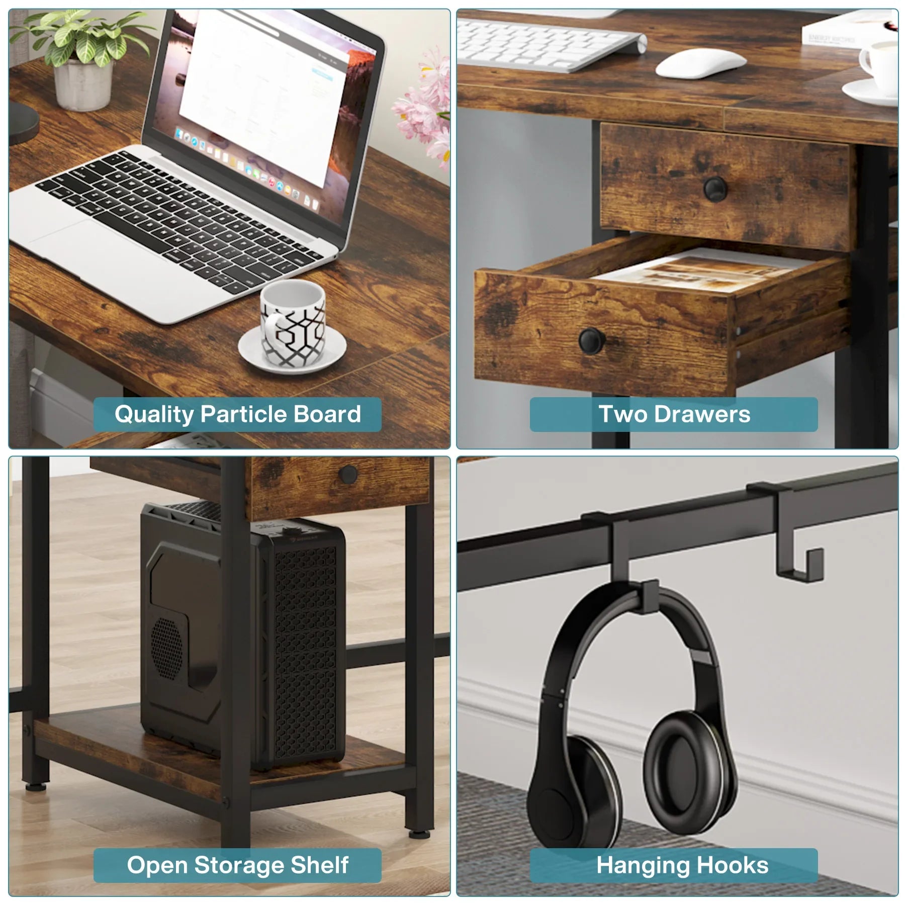 Tribesigns 78.74’’ Two Person Desk with 2 Drawers Long Double Computer Desk Gaming Table with Shelves