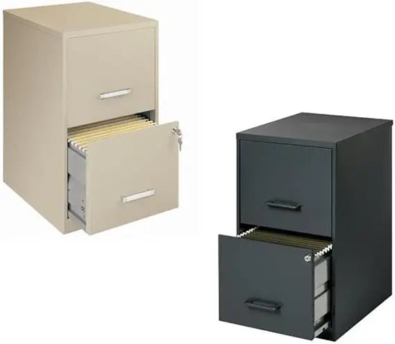 Pair of Black and Putty Drawer Letter File Cabinets - United States / Black