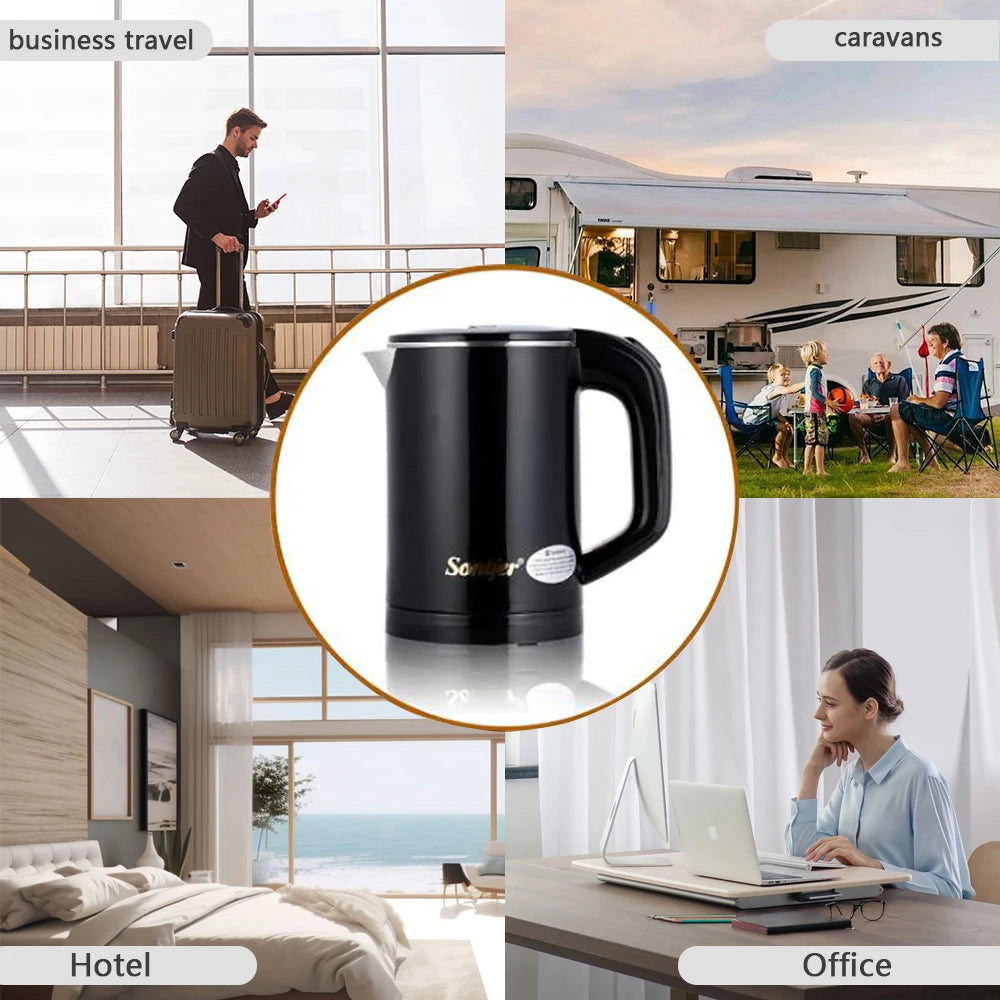 0.6L Travel Portable Electric Kettle 800W Energy Saving 304 stainless steel Mini Electric Tea Kettle Hot Water Pot