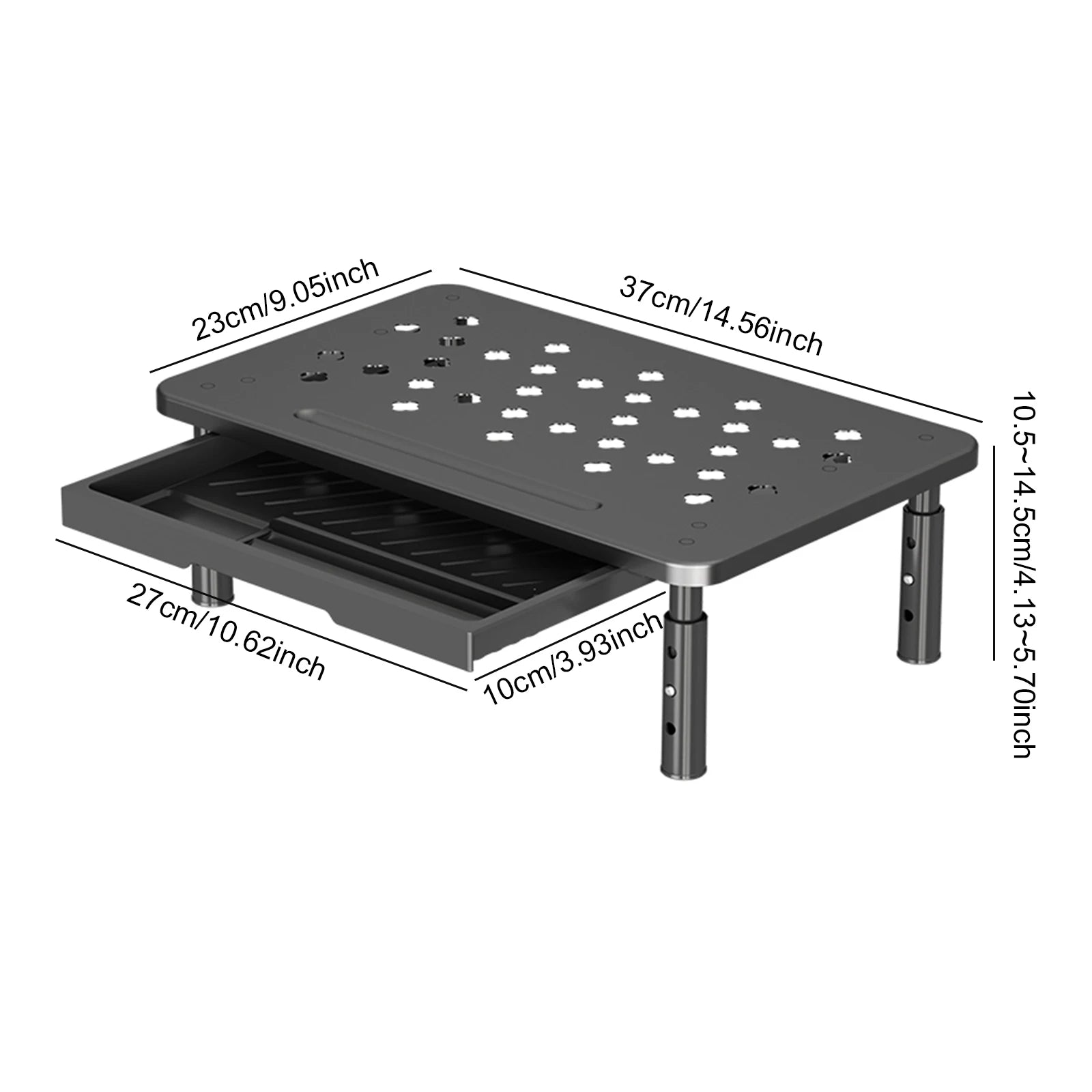 Computer Monitor Stand 3 Height Adjustable Monitor Riser with Drawer Laptop Stand for Office Home School Supplies