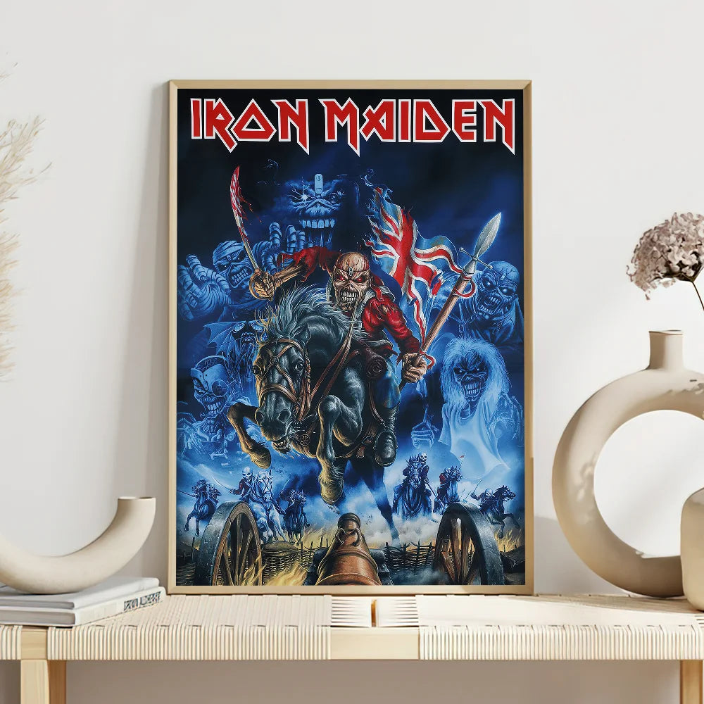 Band I-Iron M-Maiden Poster Self Adhesive Painting Living Room Office Decoration Bedroom Home Wall Sticker Prints - z2