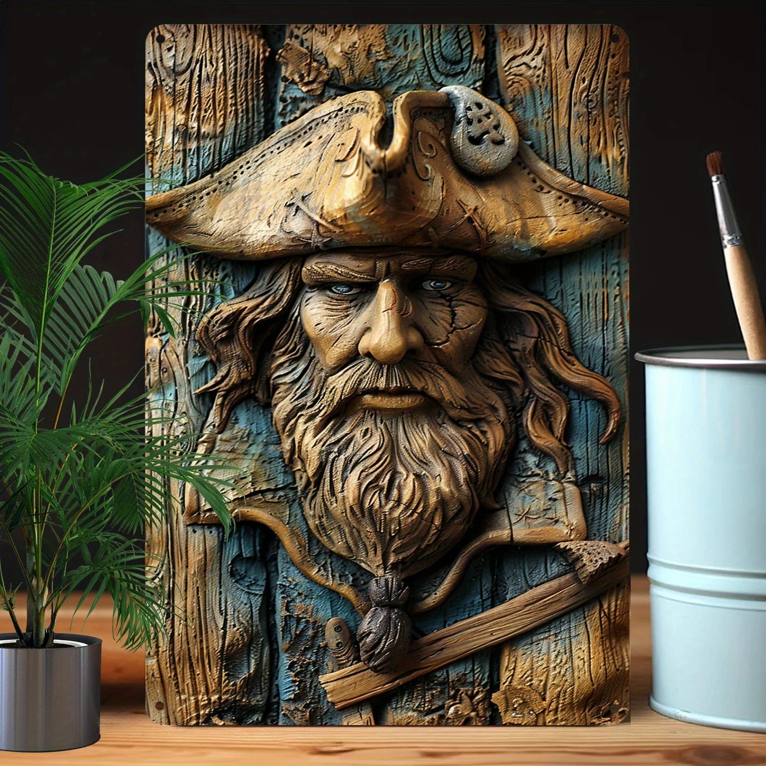 Pirate Captain Themed Sign Wall Art Plaque Design Durable Display for Home Office and Store Decoration High Bend