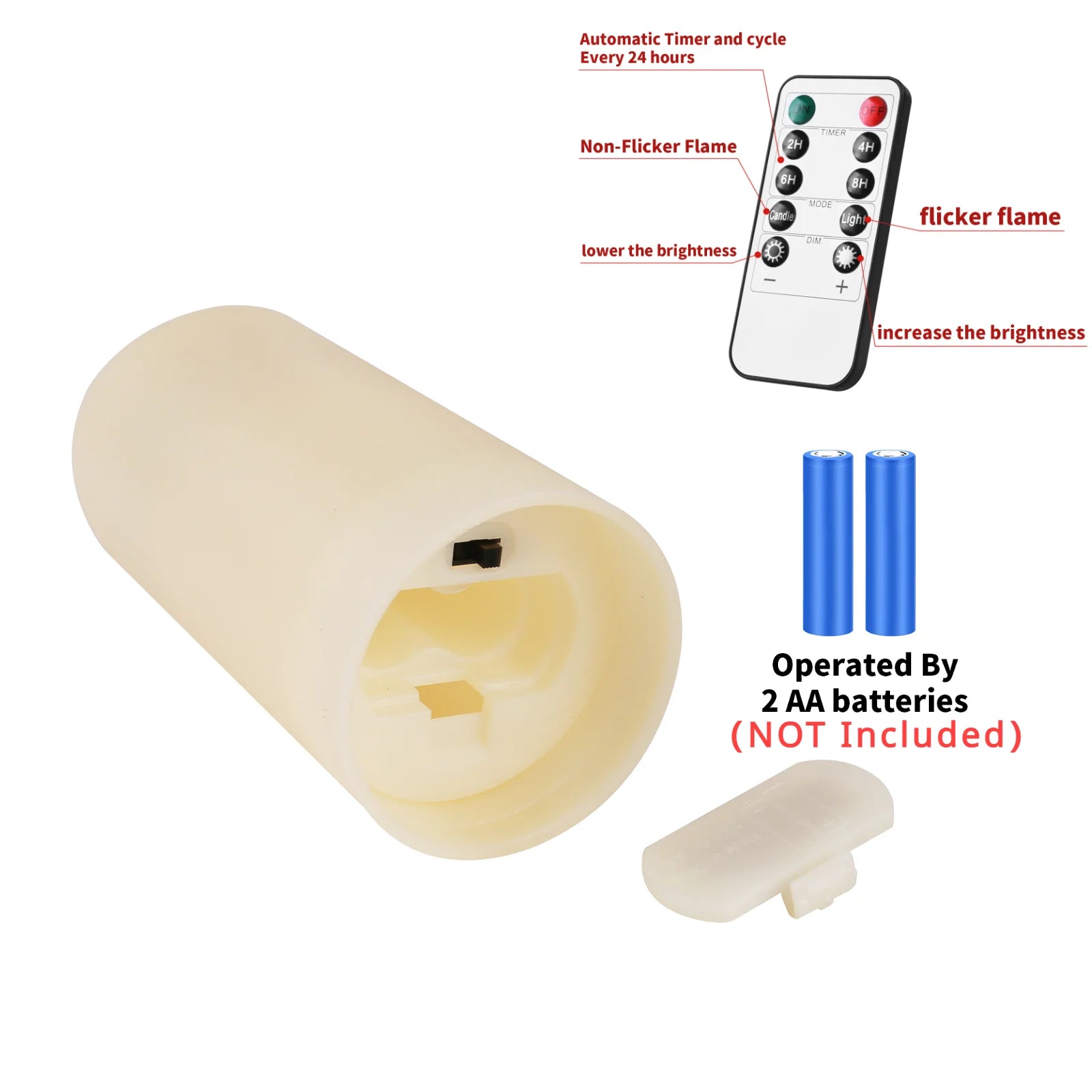 24/48Pc Waterproof Flameless LED Electronic Candles 4’’ 5’’ 6’’ 7’’ LED Tealight with 10-Key Remote 2/4/6/8Hour Cycling