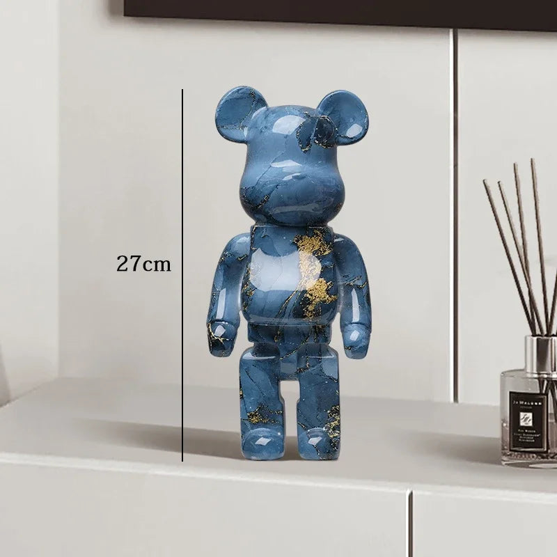 27cm Graffiti Bear Statue Paint Block Bear Decor Resin Desktop Ornaments Home Decoration Living Room Bear Floor