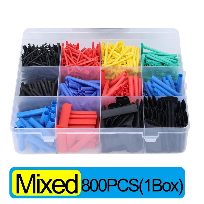 For Wire Cable Repair Black Heat Shrink Tubing Kit Polyolefin Sleeving Assortment Electrical Insulation Connection