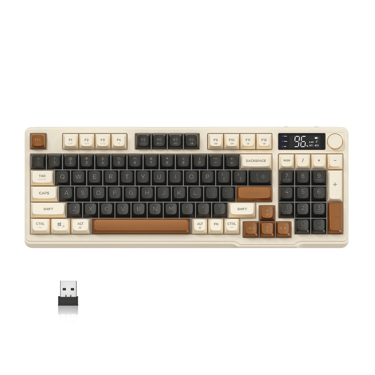 ZIYOU LANG Wireless Gaming Keyboard with Display Screen & Knob Bluetooth/2.4GHz Quiet Membrane Keyboard 3000mAh