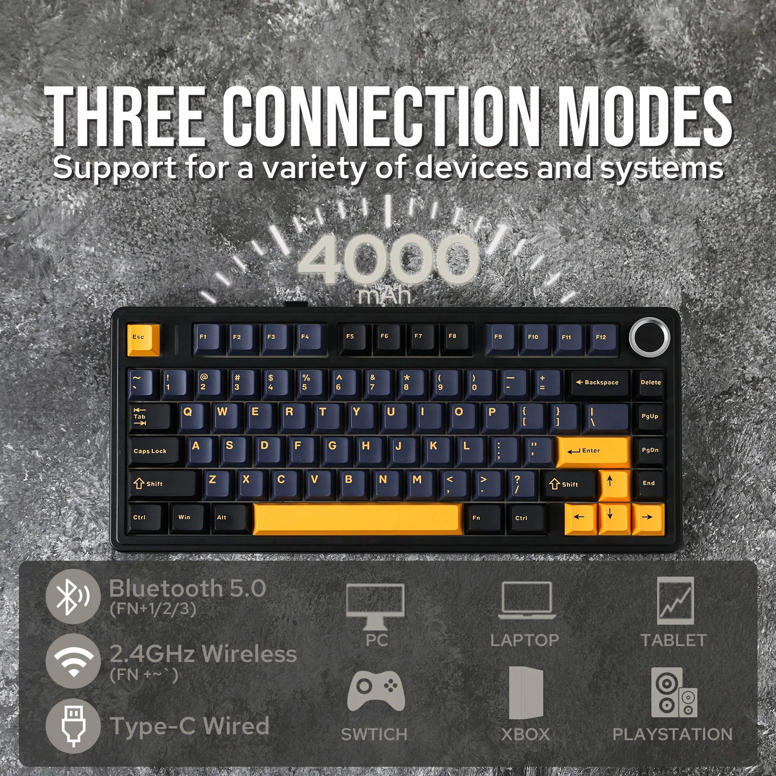 EPOMAKER x AULA F75 75% ANSI Layout Hot-Swap Wired/Bluetooth/2.4GHz Wireless Mechanical Keyboard With Multimedia