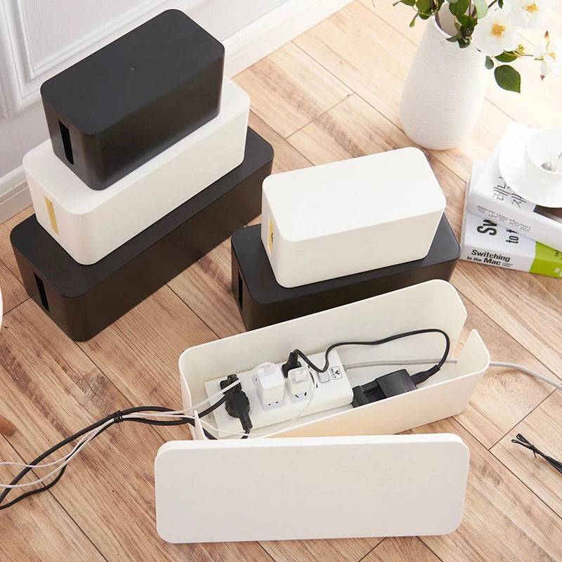 Cable Storage Box Wooden Power Line Storage Case Dustproof Charger Socket Organizer Wire Case Home Cable Winder