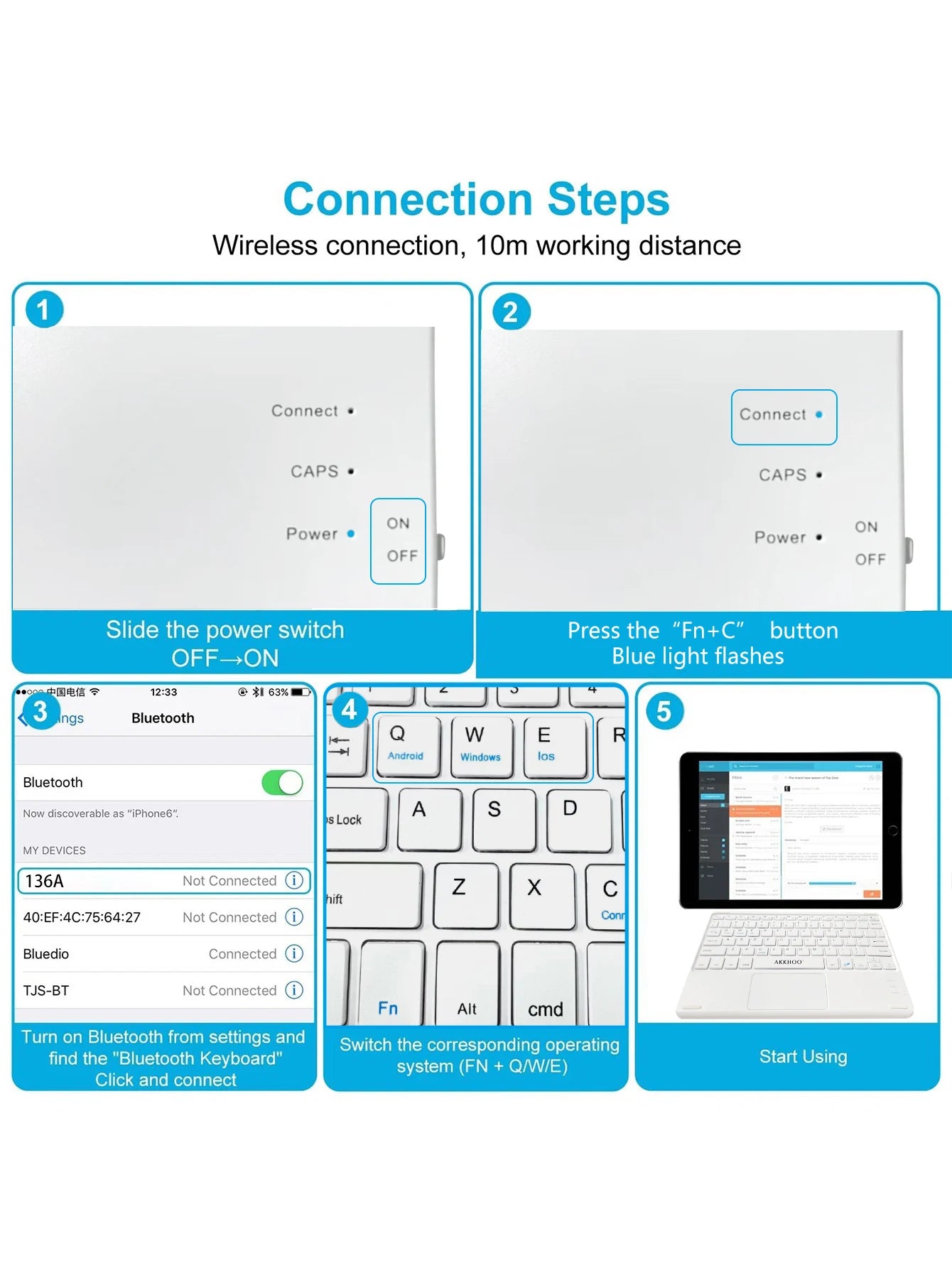 Touchscreen keyboard is compatible with tablets. With high appearance quality cartoon touch wireless Bluetooth keyboard