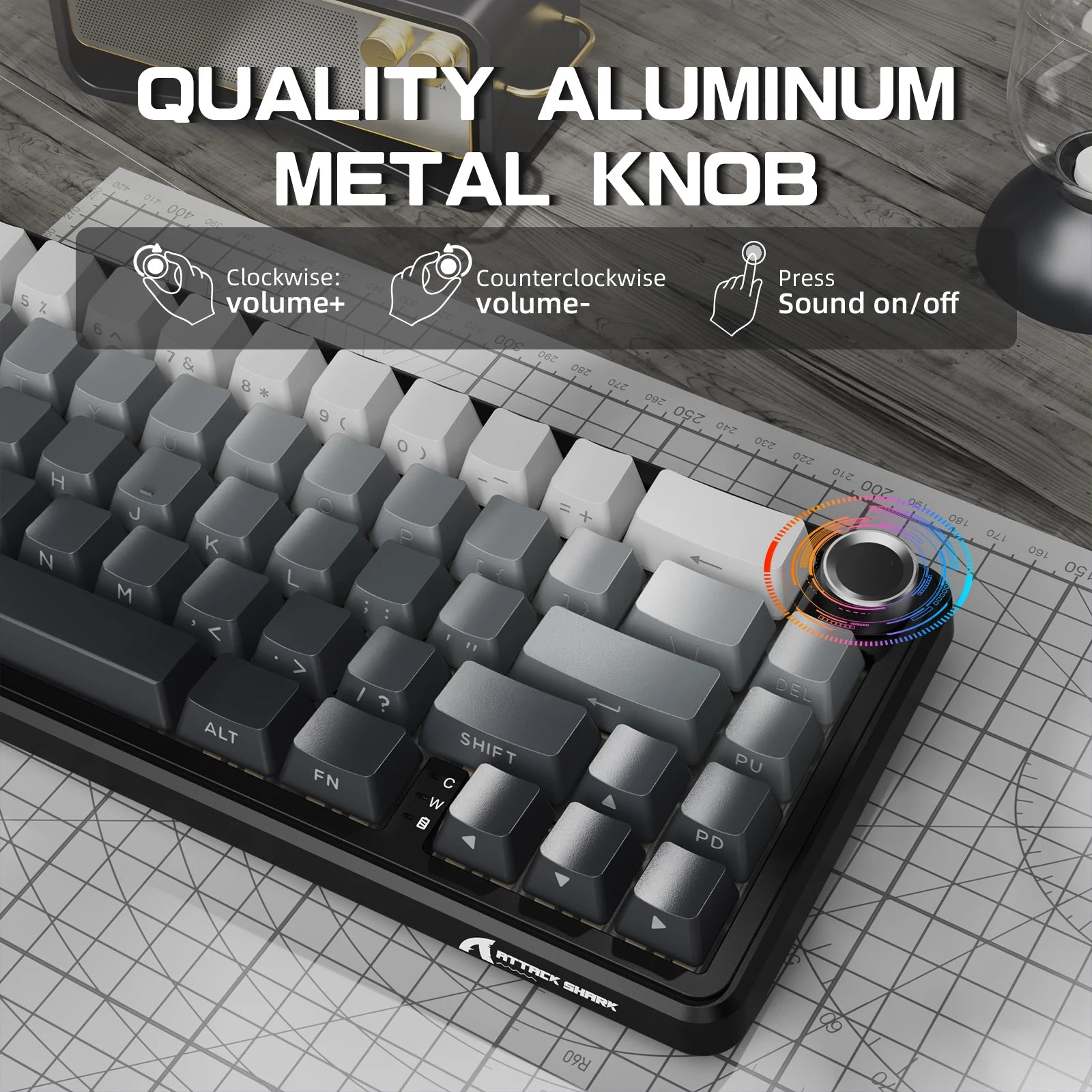 ATTACK SHARK X66 60% Wireless Mechanical Gaming Keyboard with Knob,3-Mode Gasket Hot Swappable Custom Keyboard