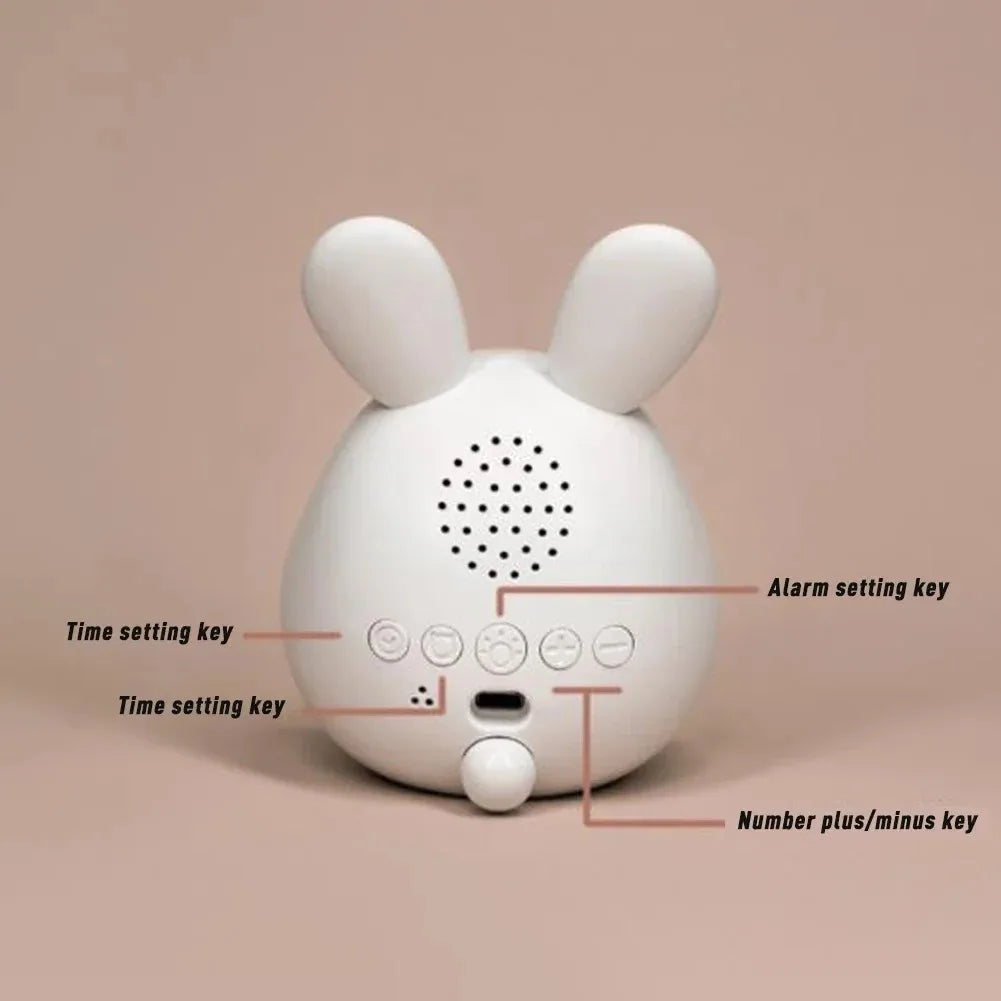 Mini cartoon rabbit LED alarm clock night light for students dormitory digital display children wake up light USB