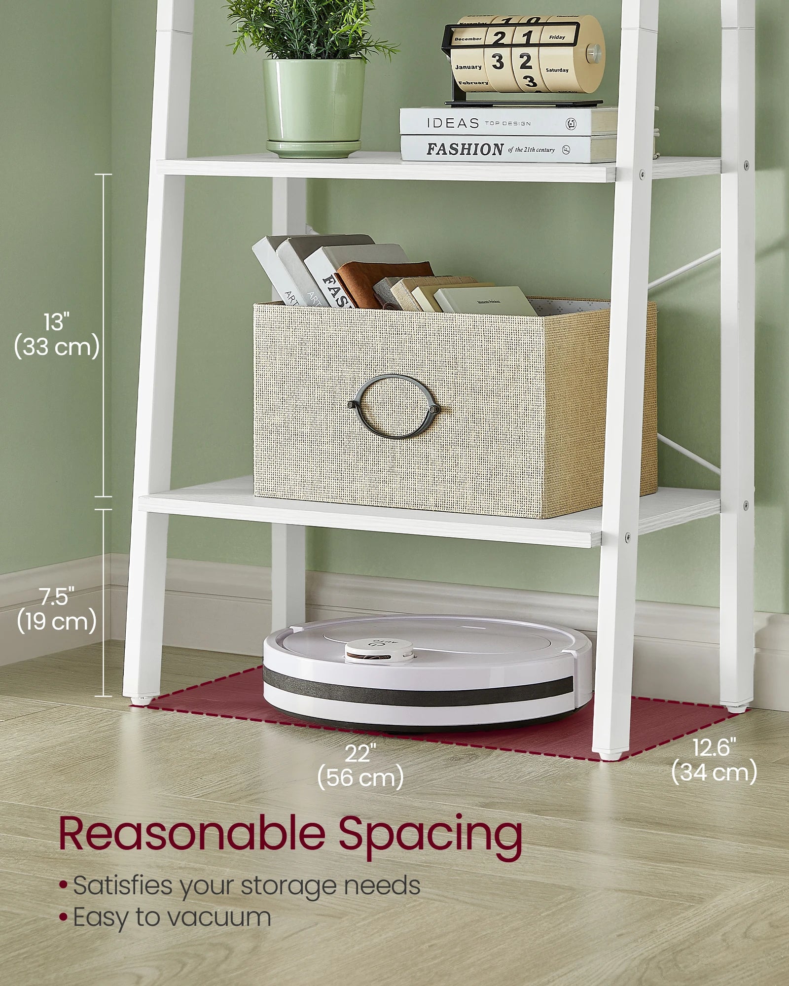 VASAGLE Ladder Shelf 4-Tier Bookshelf Storage Rack Bookcase with Steel Frame for Living Room Home Office Kitchen Bedroom