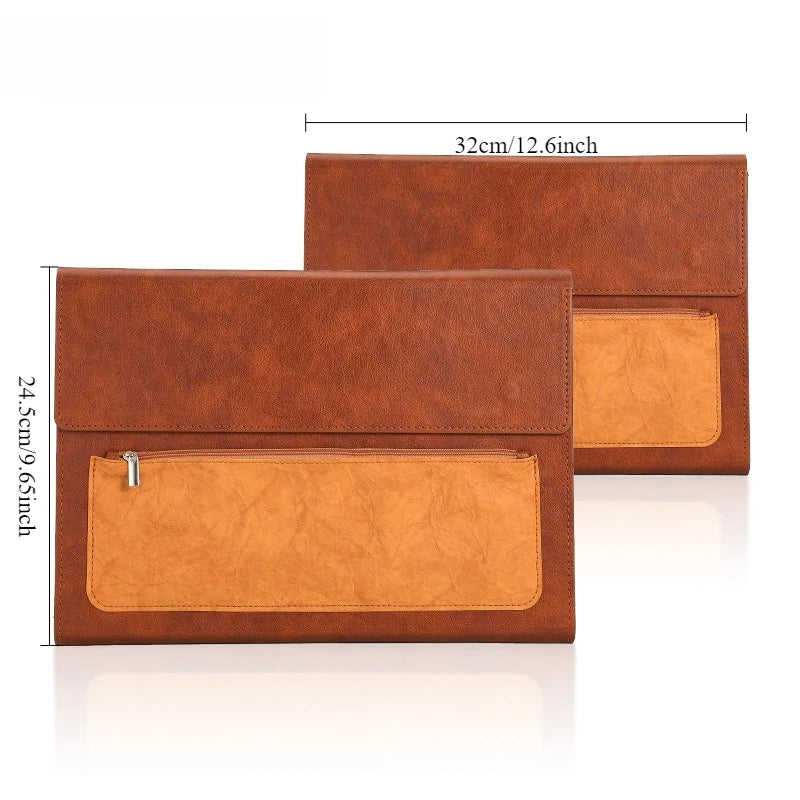 1PCS Leather A4 Document Bag Thickened File Folder Large Capacity Storage for Office Home