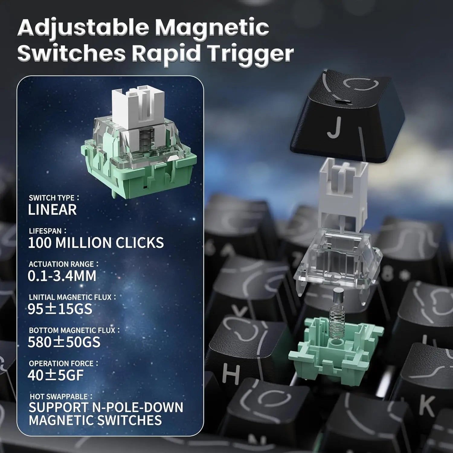 ATTACK SHARK X68PRO HE 60% Wireless Rapid Trigger Gaming Keyboard,Adjustable Actuation,8K,Hall Effect Magnetic