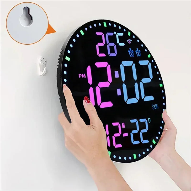 RGB LED Digital Wall Clocks Intelligent Wifi App Control Temperature Date Week Display Multi-functional Electronic
