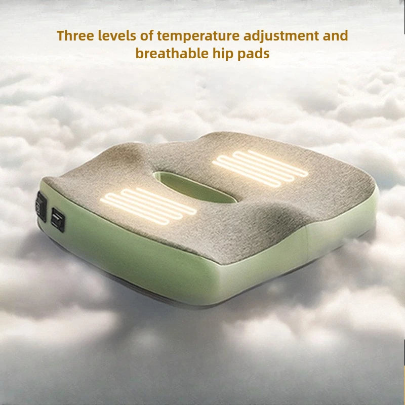 Heated Cushion Memory Foam Orthopedic Lumbar Support Tailbone Pain Relief Office Chair Car Cushion for Women & Men