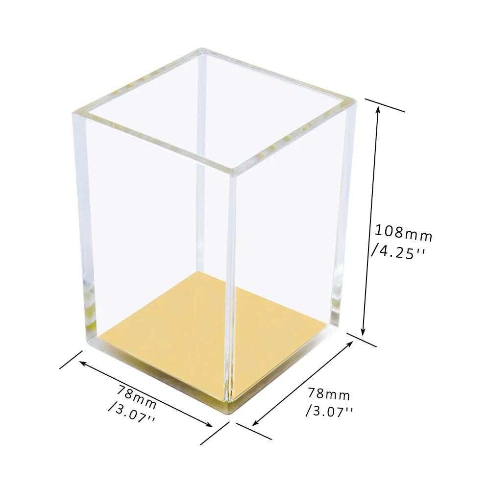 Pen Holder Clear Acrylic Makeup Brush Holder Pencil Holder Desk Organizer Cup Rose Gold Pencil Pot Office Organizer