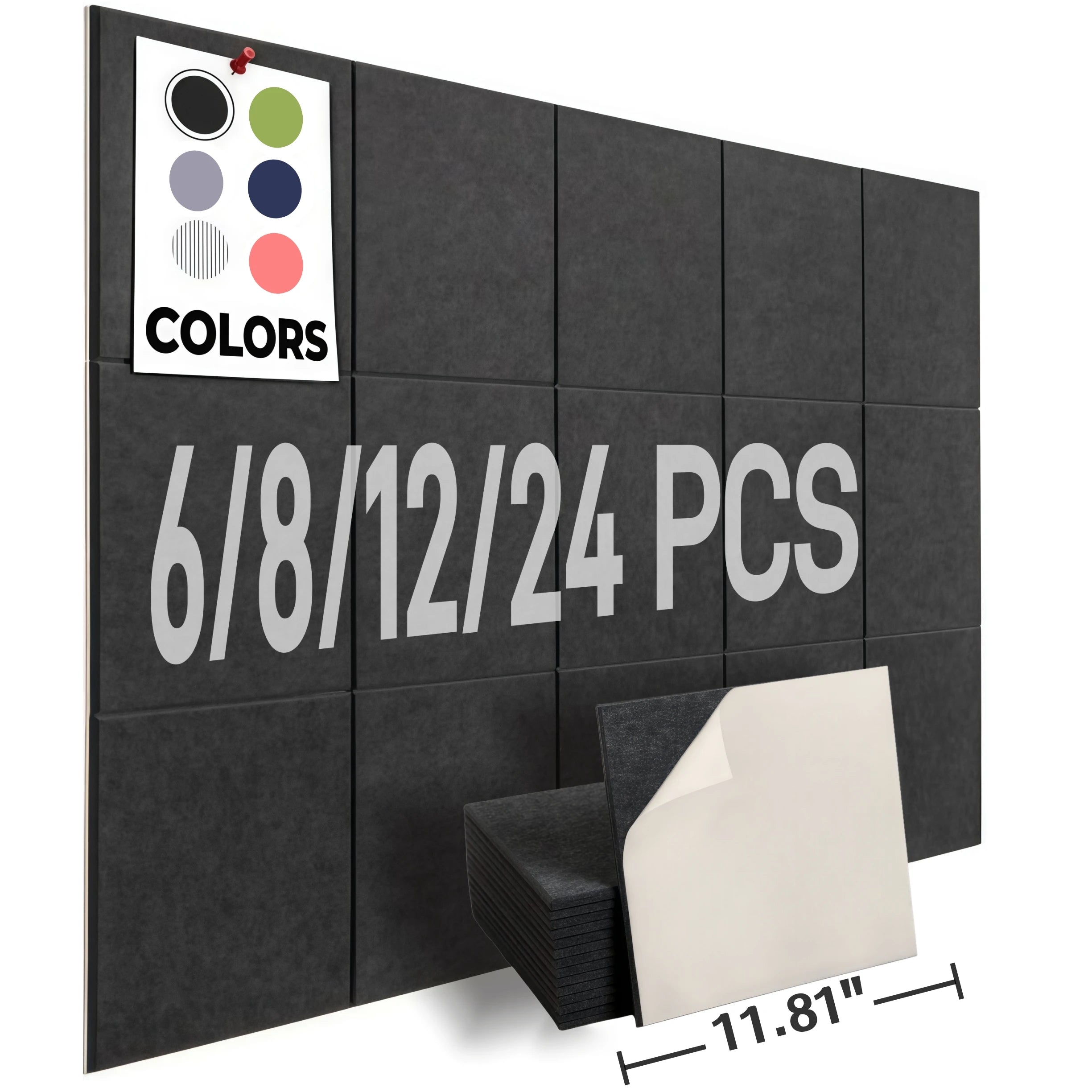 6/8/12/24PCS Large Cork Board Felt Board AlternativeTiles Self-Adhesive Wall Panels Bulletin Board Pin Board for Office