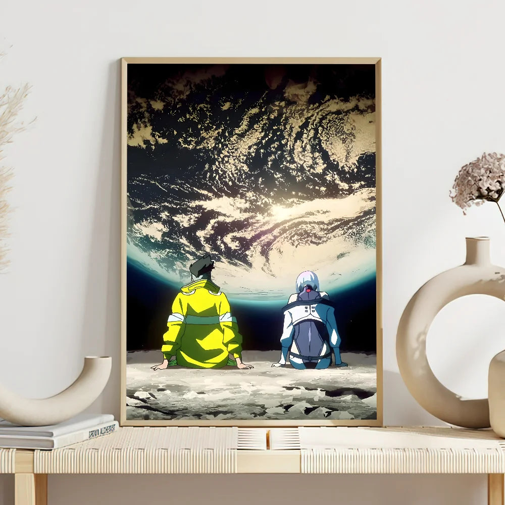 Anime C-Cyberpunk E-Edgerunners Poster Self Adhesive Painting Living Room Office Decoration Bedroom Home Wall Sticker