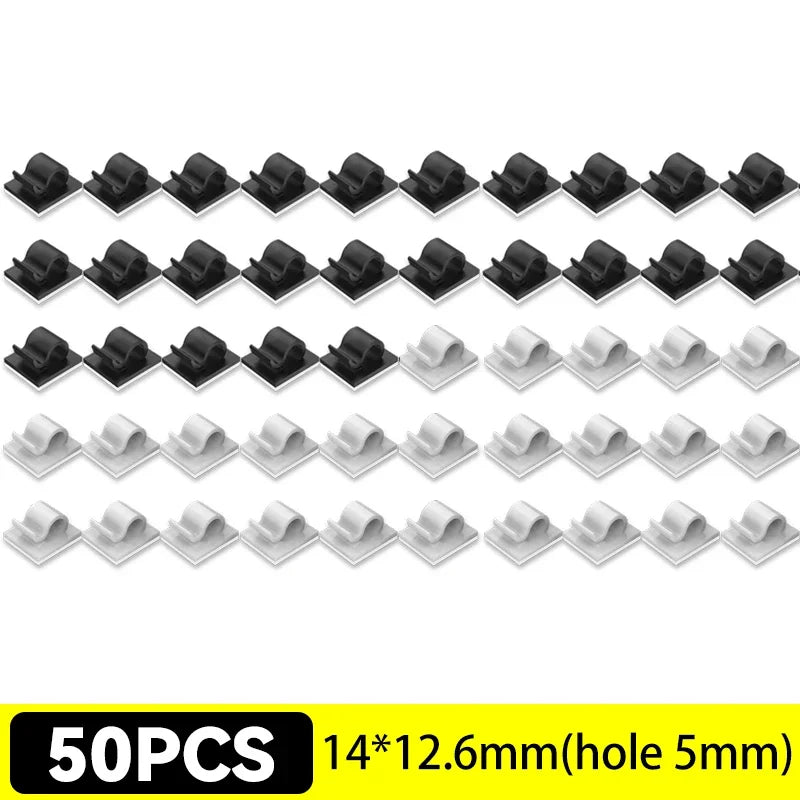 5-50Pcs Self Adhesive Cable Clips Cord Management Wire Holder Organizer Clamp Desk Tidy Cable Manager in Car Home