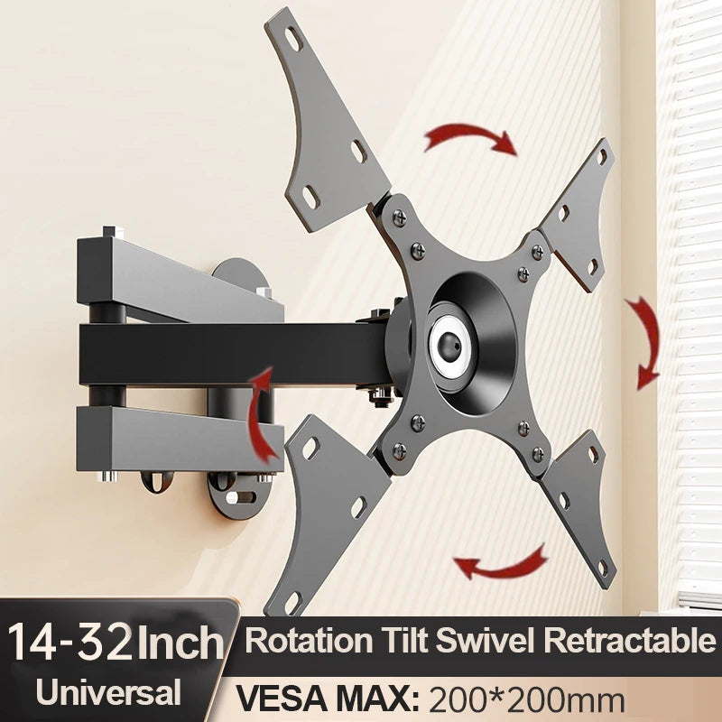 20° tiltable TV Wall Mount Bracket 360° Rotated Holder Universal TV Mounts for 10-32 Inch LCD LED Monitor Flat Panel