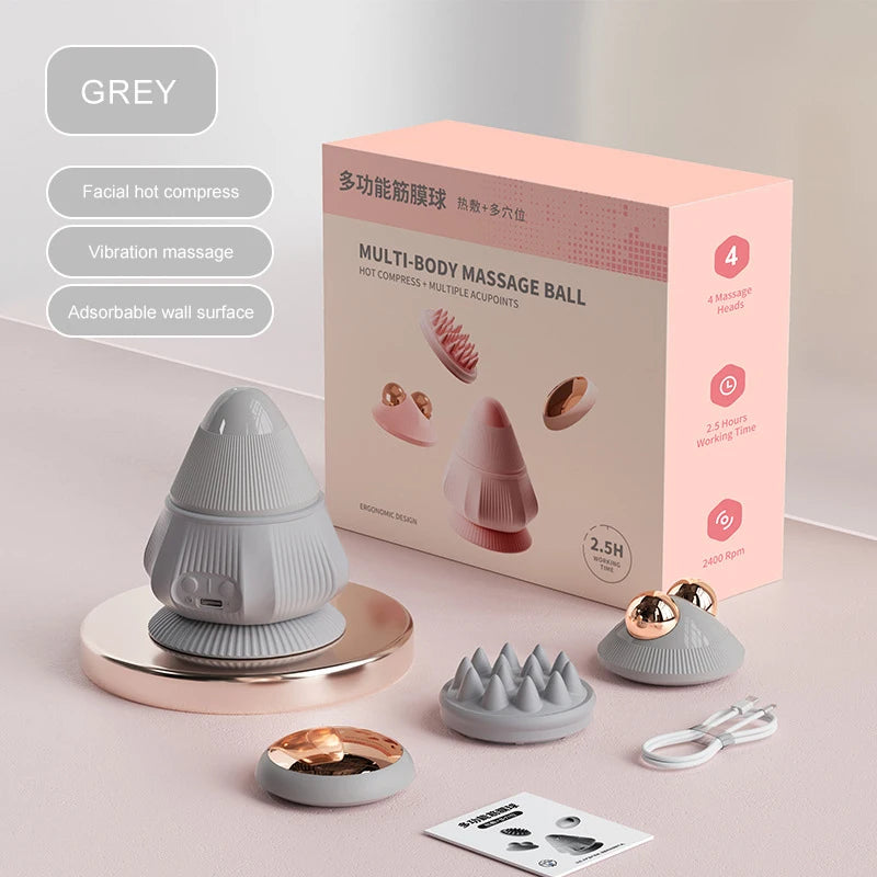 Electric Vibrating Massage Ball Myofascial Release Tool With Suction Cup Fitness Muscle Relaxation Deep Tissue