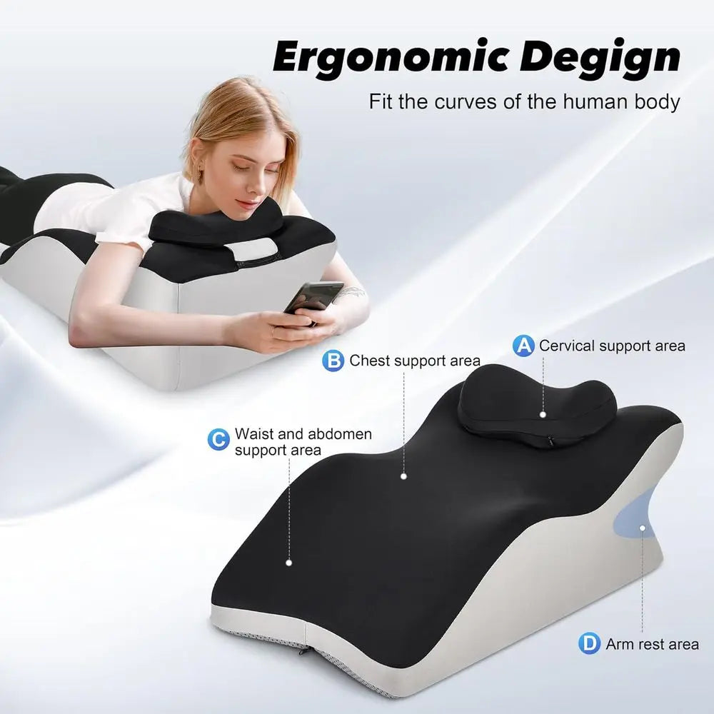 Memory Foam Pillow for Adults - Ergonomic Support for Bed Sitting Propping and Sleeping Reduces Back Pain - United