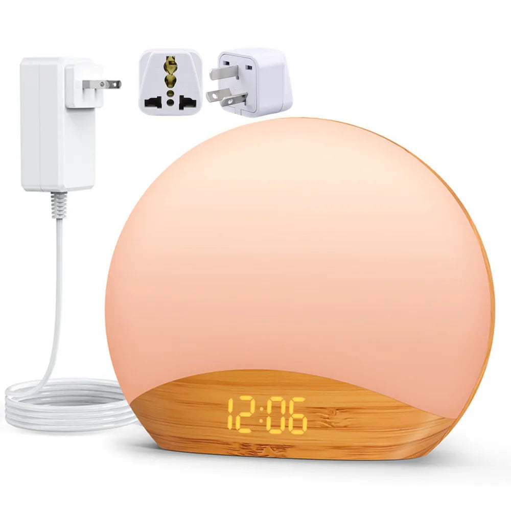 Awakening Wake Up Sunrise Alarm Clock Table Clock Dimmable with 3 Ring 8 Nightlight 26 Sound Sleep Timer Night Light