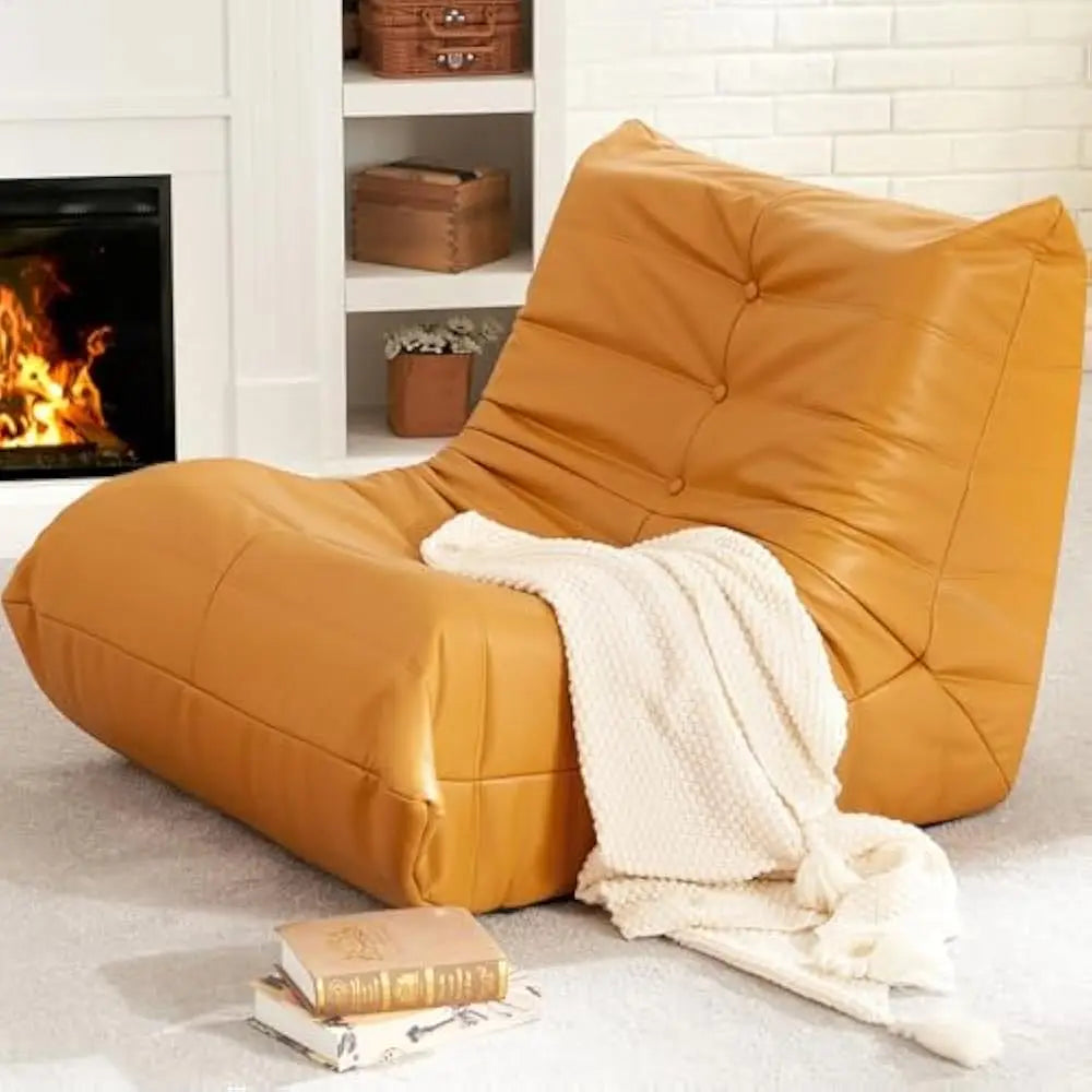 living room sofas Bean Bag Chair Lazy Floor Sofa Memory Foam Fireside Sofa for Adults Big Beanbag Faux Leather Armless
