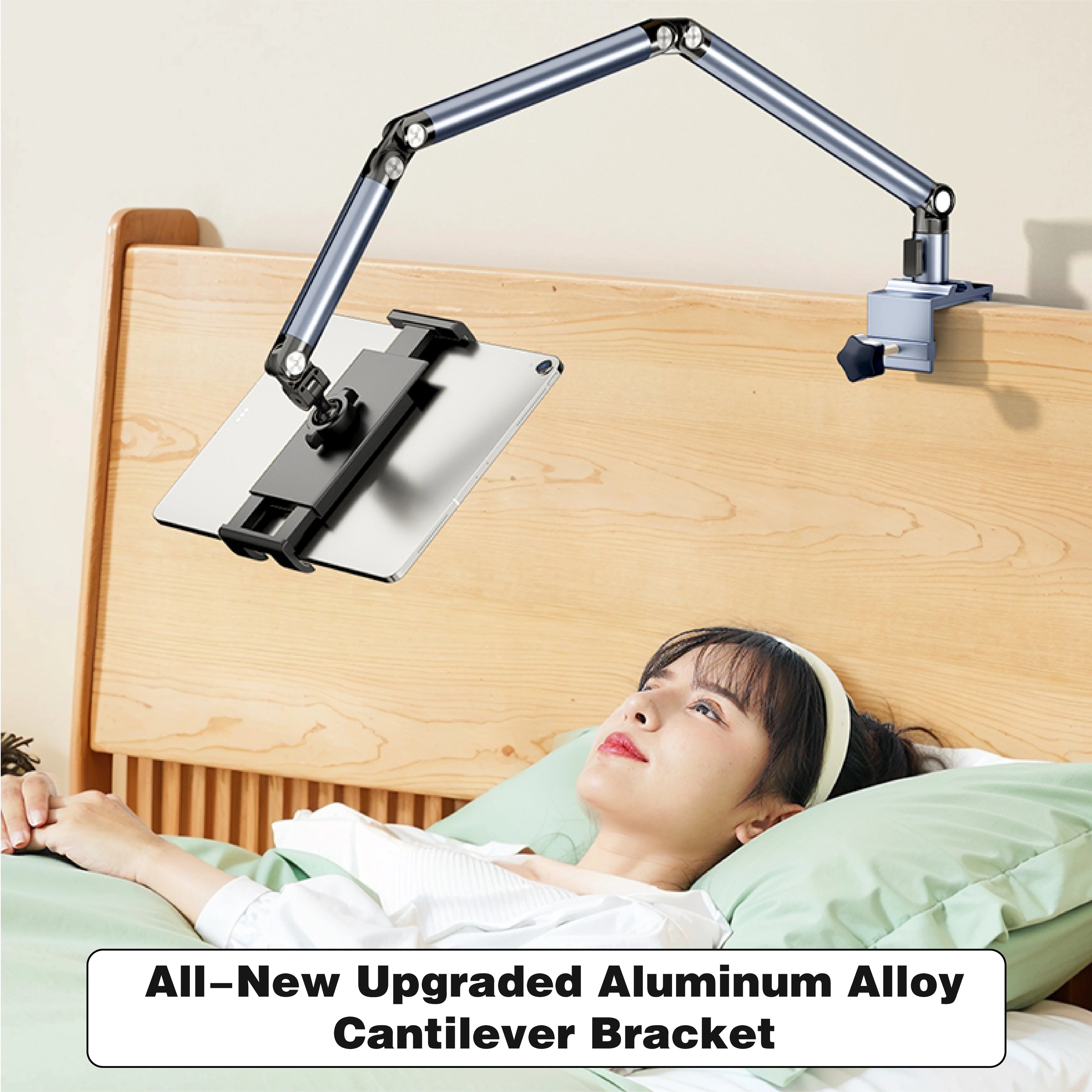 Kimdoole Adjustable Tablet Stand Foldable Aluminum Universal Flexible Holder 360 Degree Rotation for 4.5-12.9 Inches