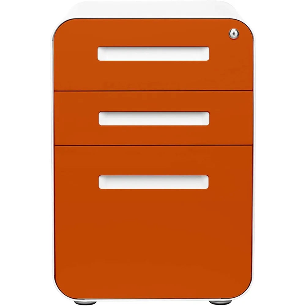 Under Desk 3-Drawer Metal File Cabinet with Lock Suitable for Legal/Letter Size on Wheels and Stationary