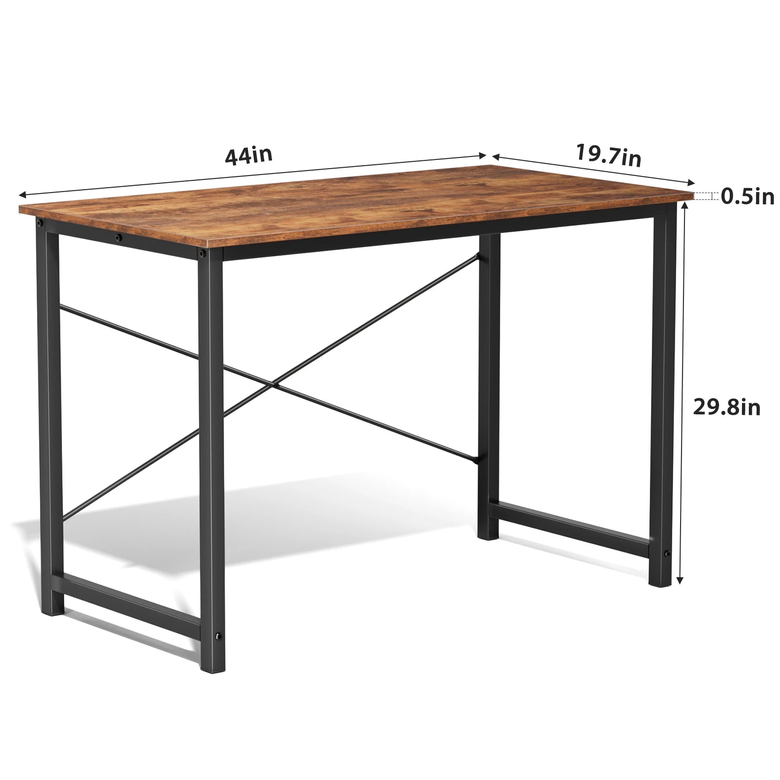 JHK Computer Office Desk Writing Study Office Gaming Table Modern Simple Style Compact Metal Frame Wood Tabletop Easy