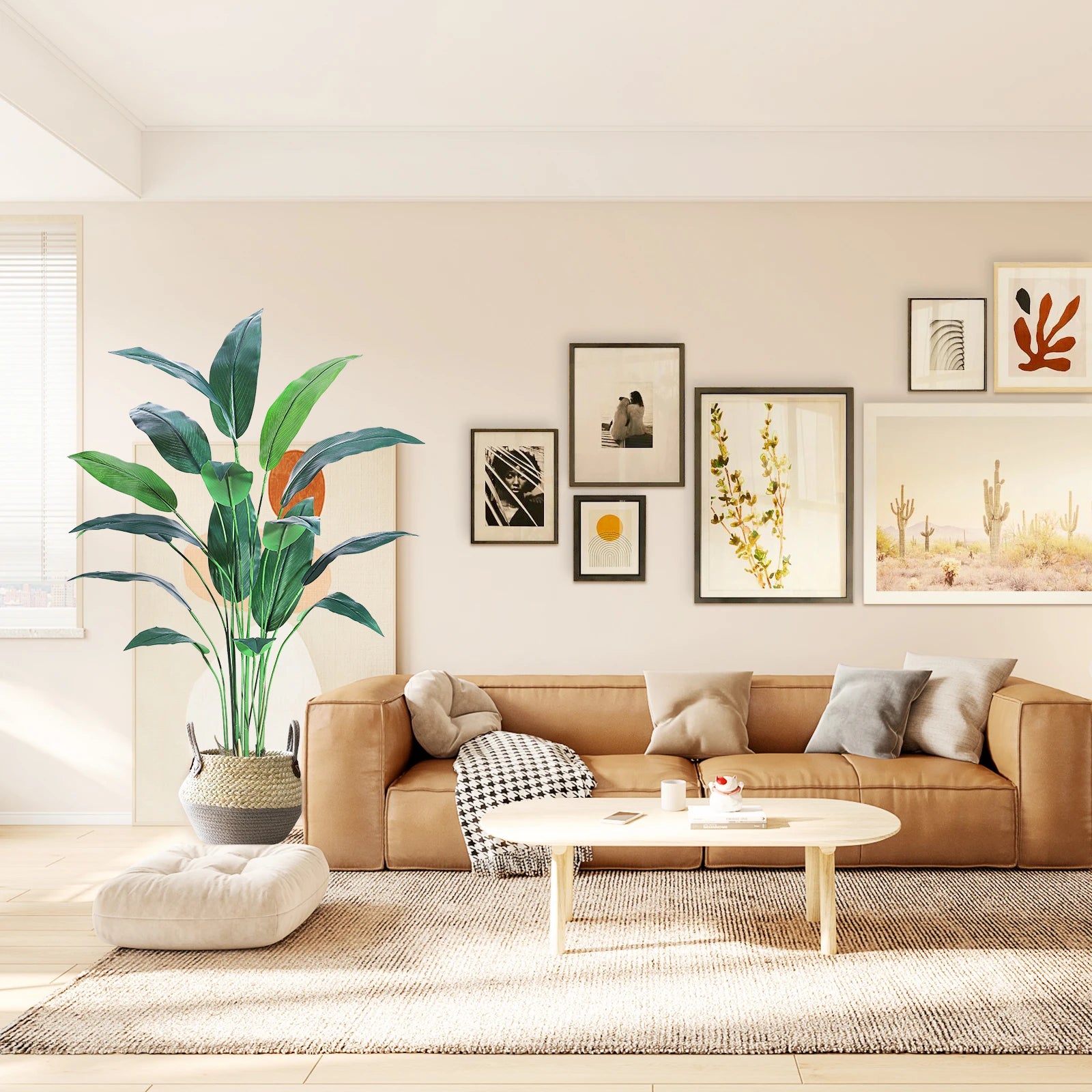 Artificial Bird of Paradise Plant 6FT(72in)/7FT(84IN) Fake Palm Tree for Indoor Outdoor Modern Decor Faux Plants