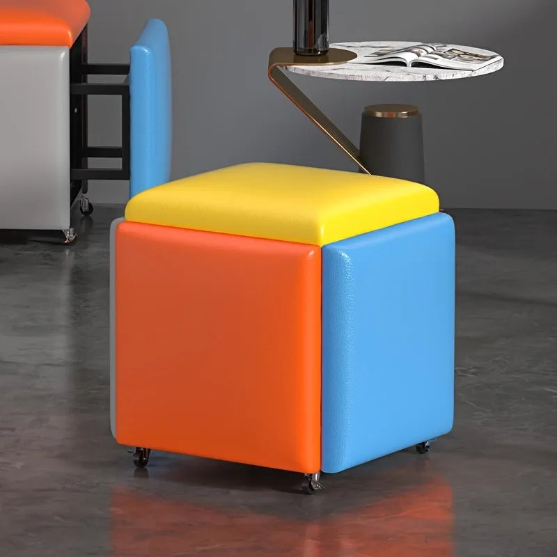 5 In 1 Combination Creative Rubik’s Cube Small Stool With Wheels For Dining Chairs Bedside Tables Footstool Decorative